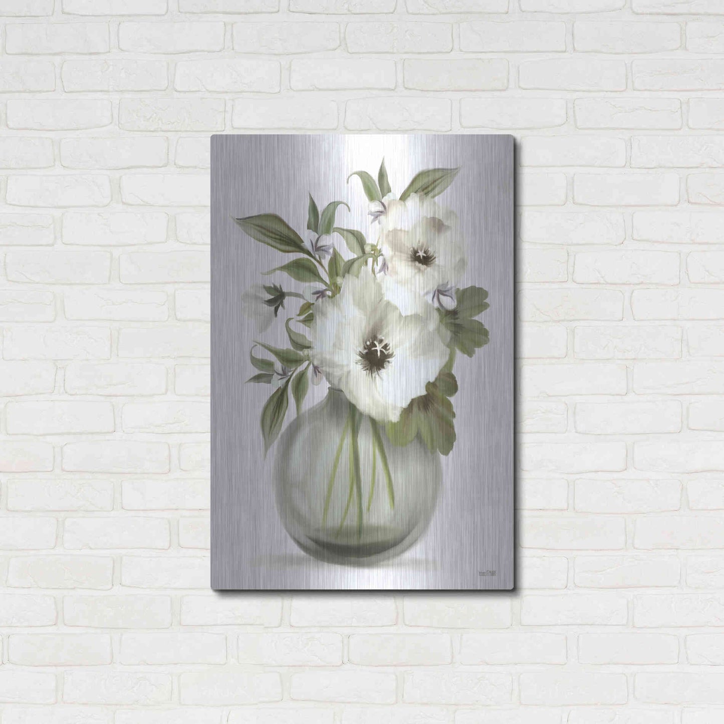 Luxe Metal Art 'Botanical Posies' by House Fenway, Metal Wall Art,24x36