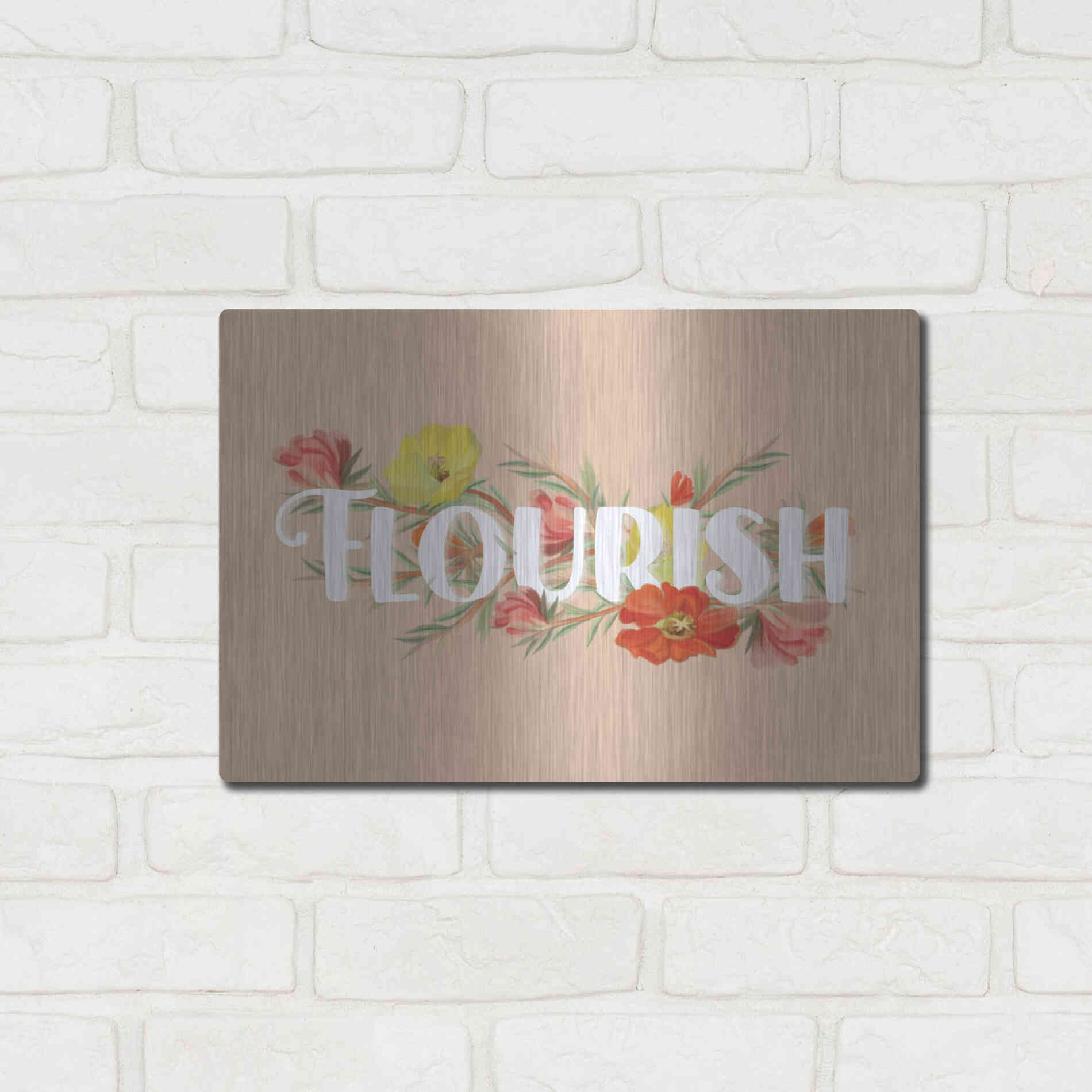 Luxe Metal Art 'Flourish' by House Fenway, Metal Wall Art,16x12