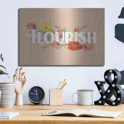 Luxe Metal Art 'Flourish' by House Fenway, Metal Wall Art,16x12