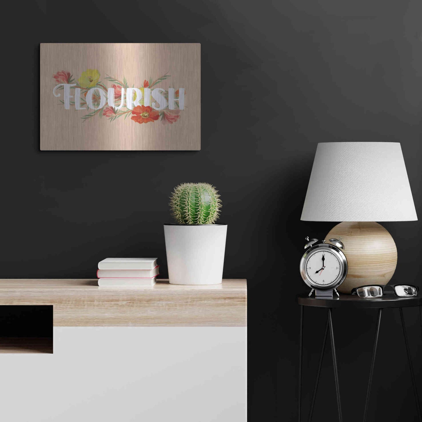 Luxe Metal Art 'Flourish' by House Fenway, Metal Wall Art,24x16