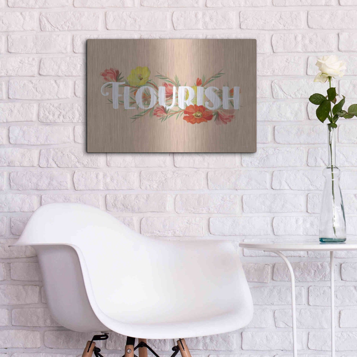 Luxe Metal Art 'Flourish' by House Fenway, Metal Wall Art,24x16