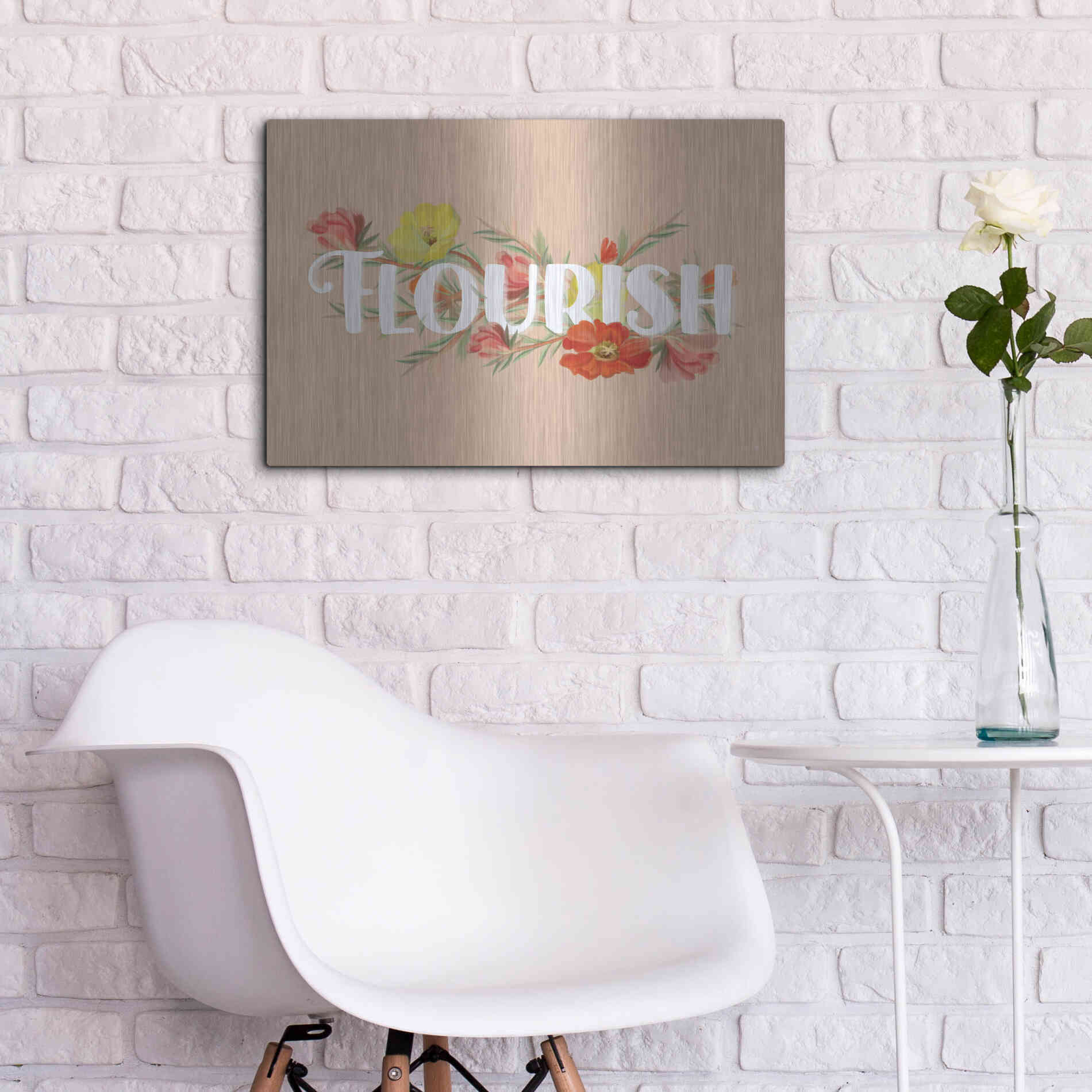 Luxe Metal Art 'Flourish' by House Fenway, Metal Wall Art,24x16