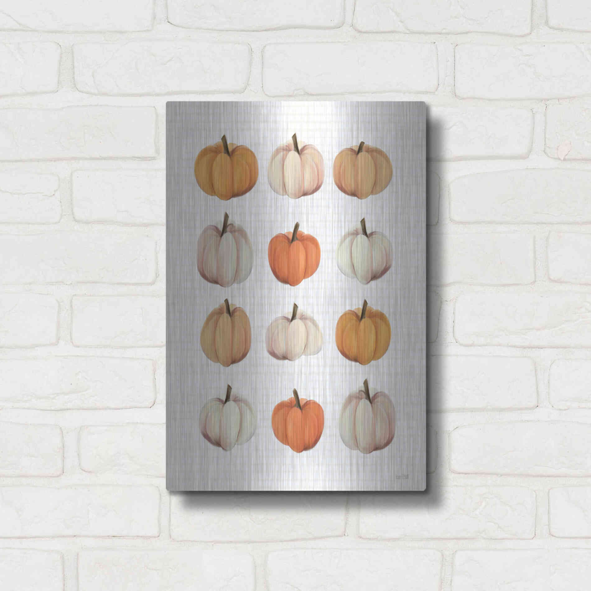 Luxe Metal Art 'Lots Of Pumpkins' by House Fenway, Metal Wall Art,12x16