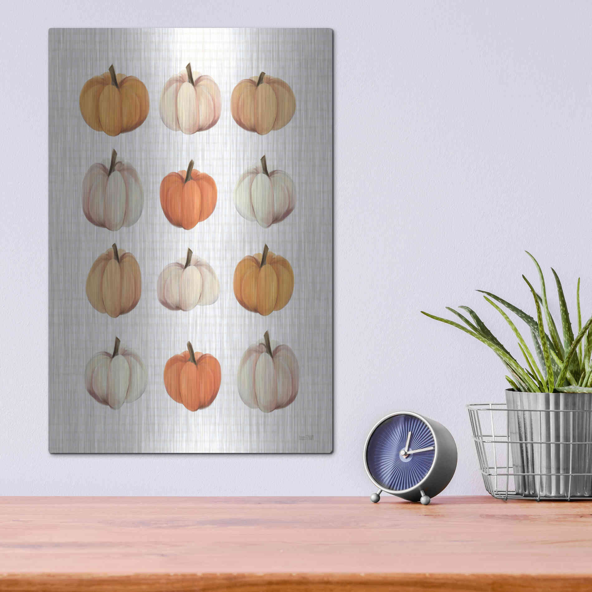 Luxe Metal Art 'Lots Of Pumpkins' by House Fenway, Metal Wall Art,12x16