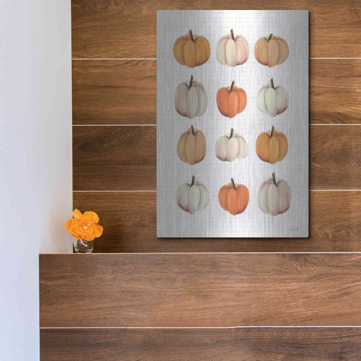 Luxe Metal Art 'Lots Of Pumpkins' by House Fenway, Metal Wall Art,12x16