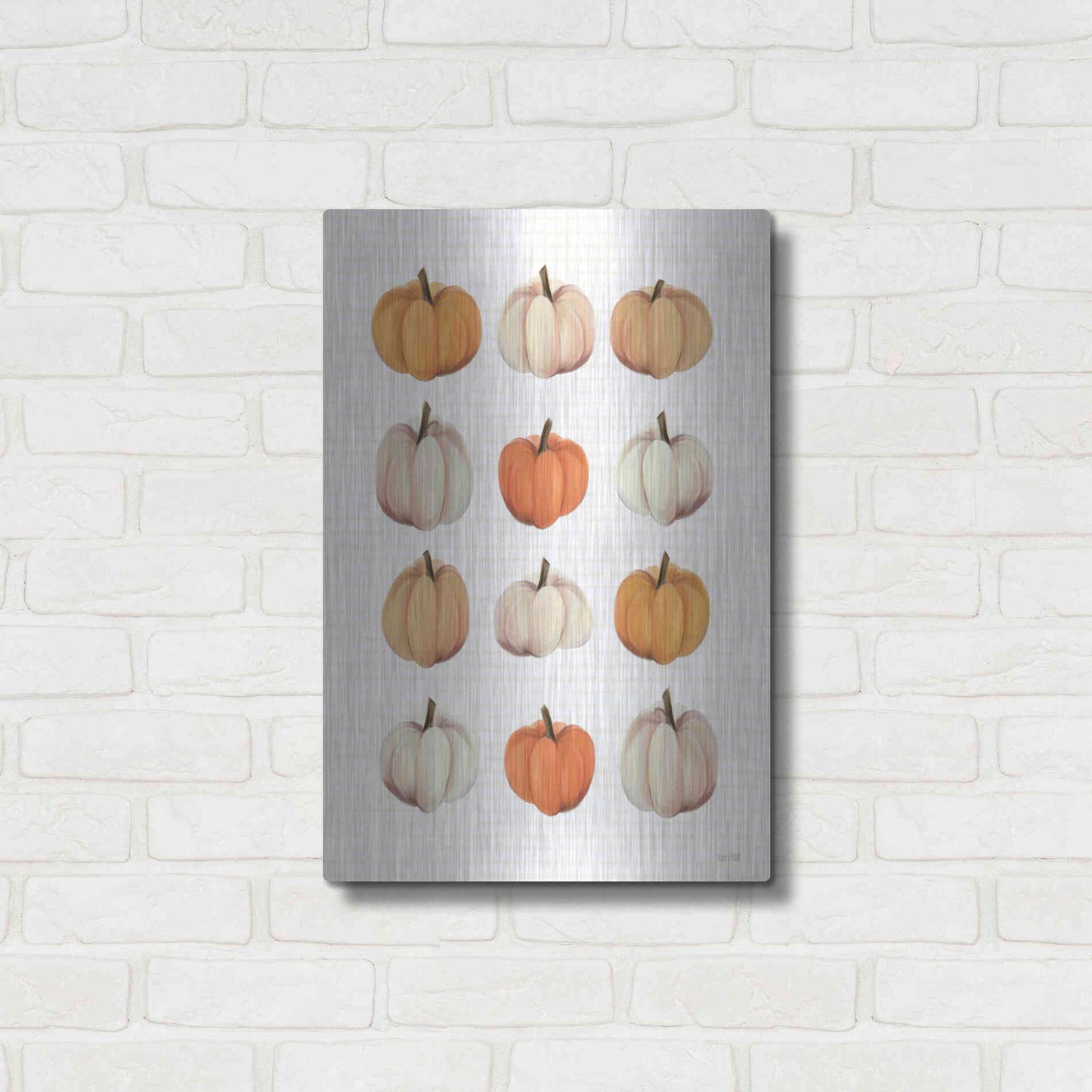 Luxe Metal Art 'Lots Of Pumpkins' by House Fenway, Metal Wall Art,16x24