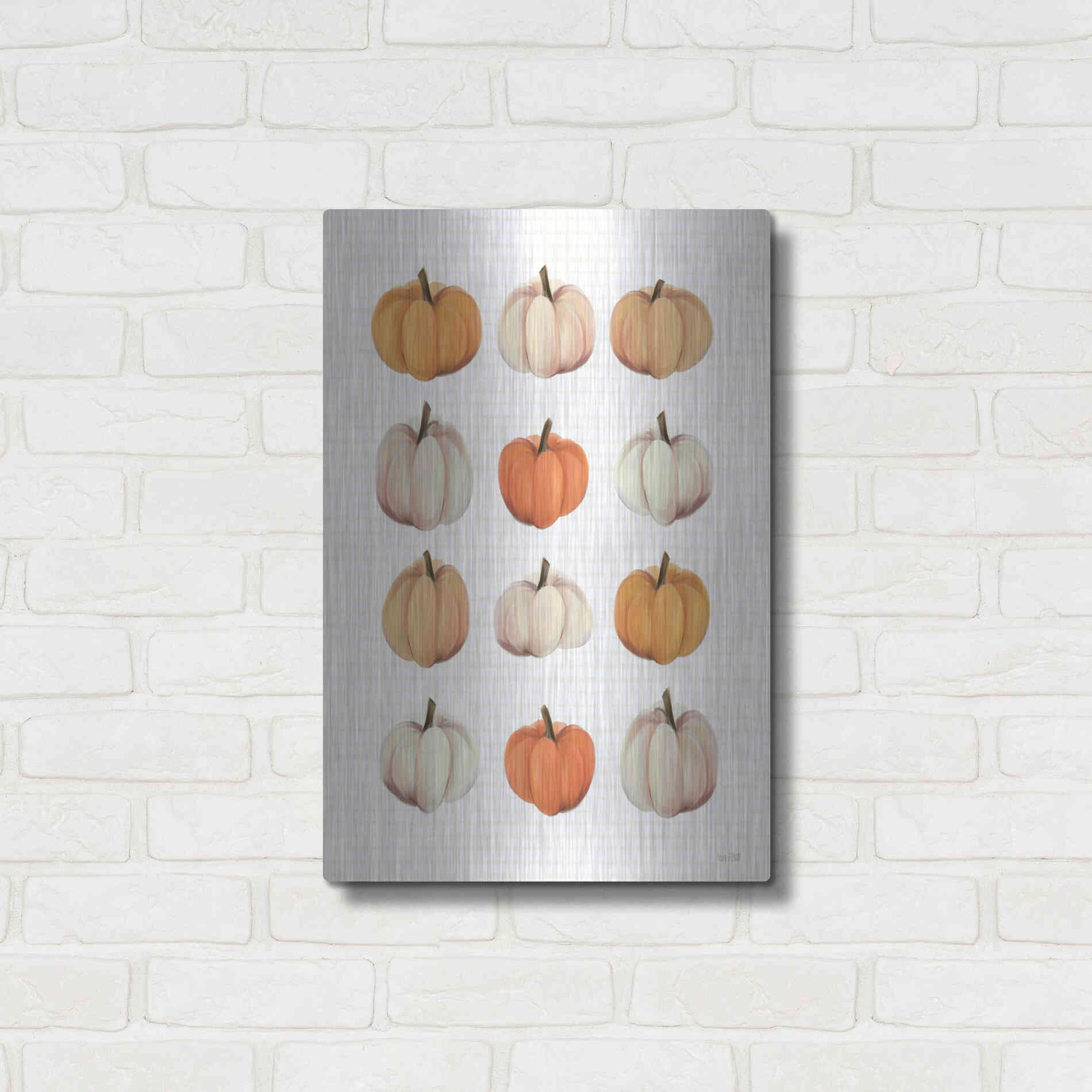 Luxe Metal Art 'Lots Of Pumpkins' by House Fenway, Metal Wall Art,16x24