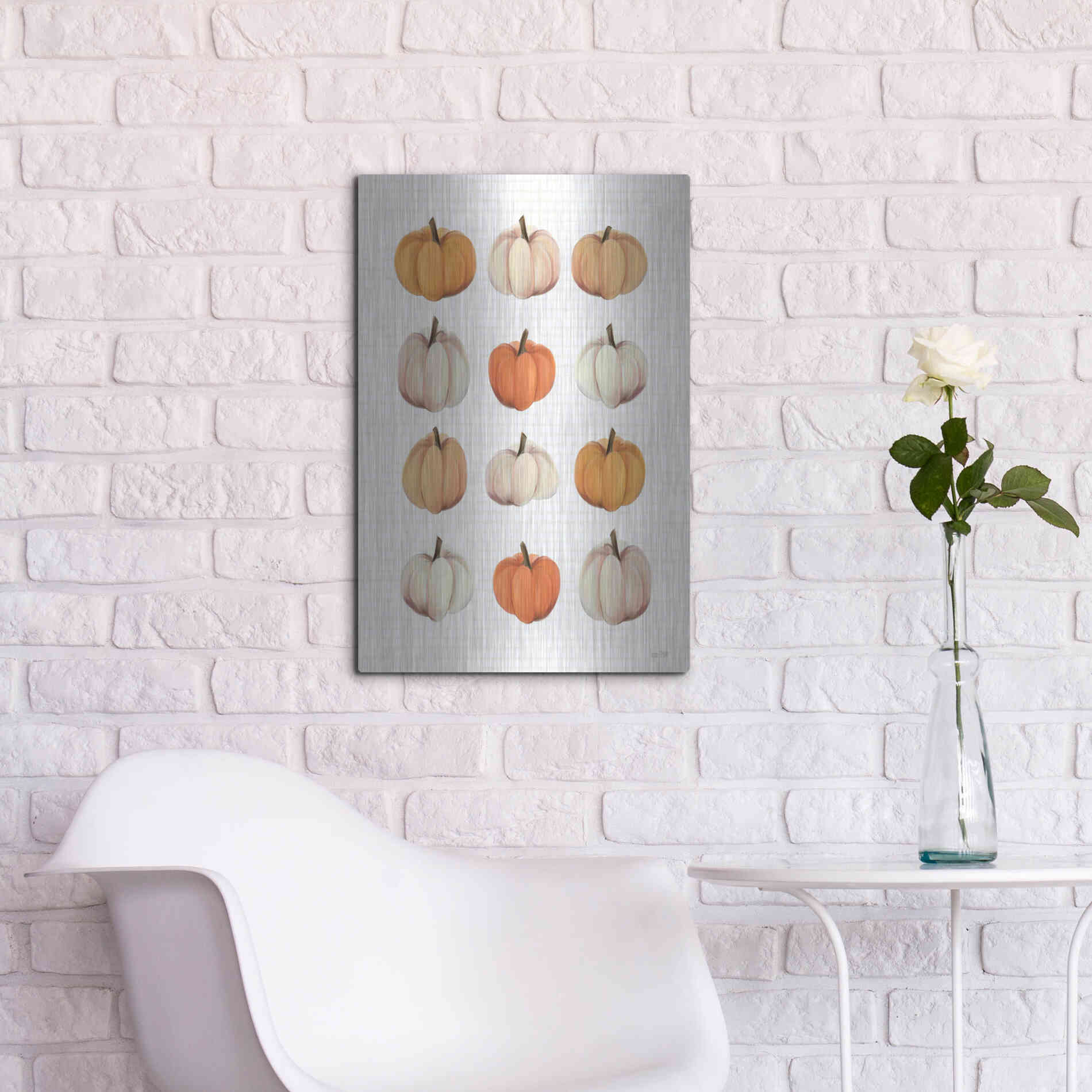 Luxe Metal Art 'Lots Of Pumpkins' by House Fenway, Metal Wall Art,16x24