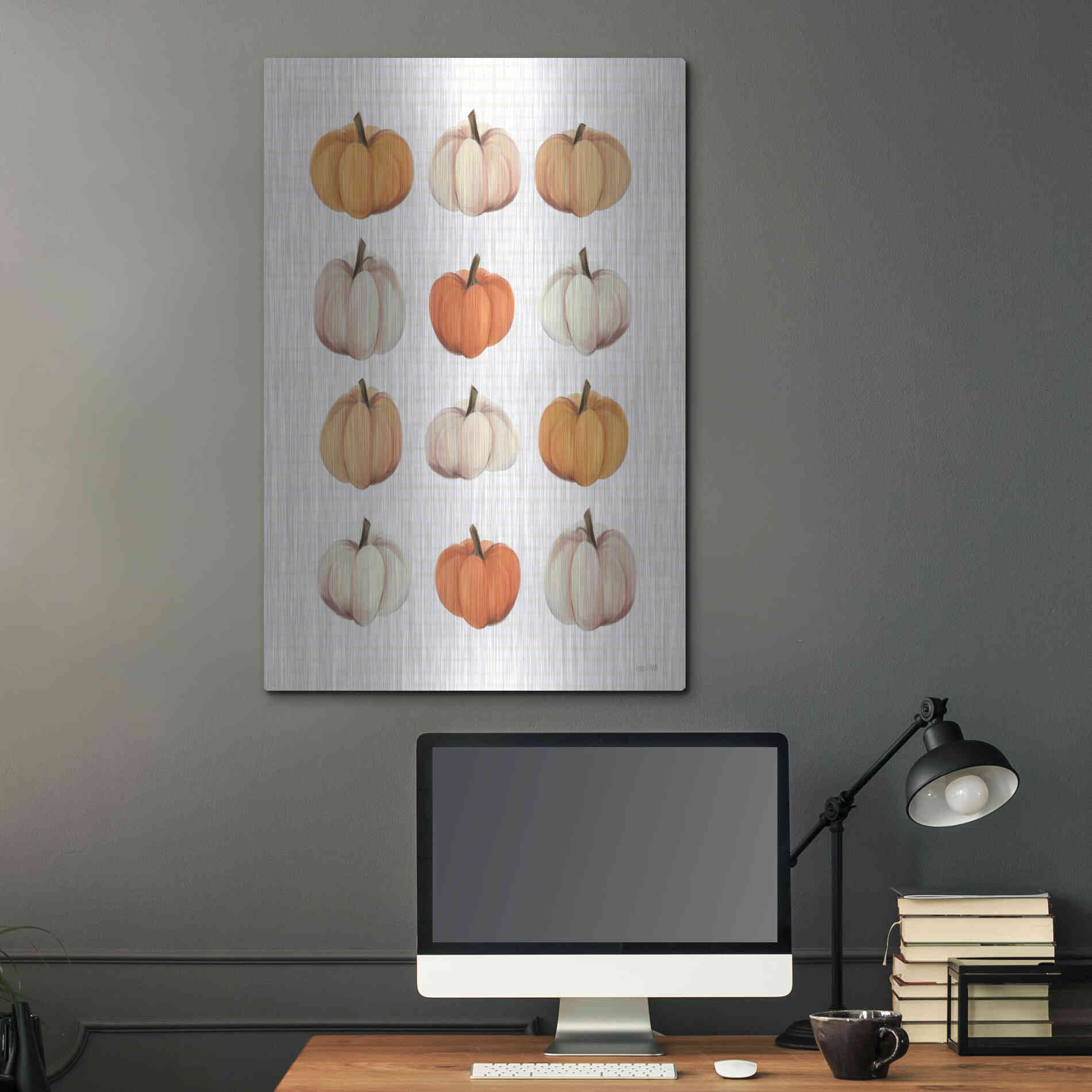 Luxe Metal Art 'Lots Of Pumpkins' by House Fenway, Metal Wall Art,24x36