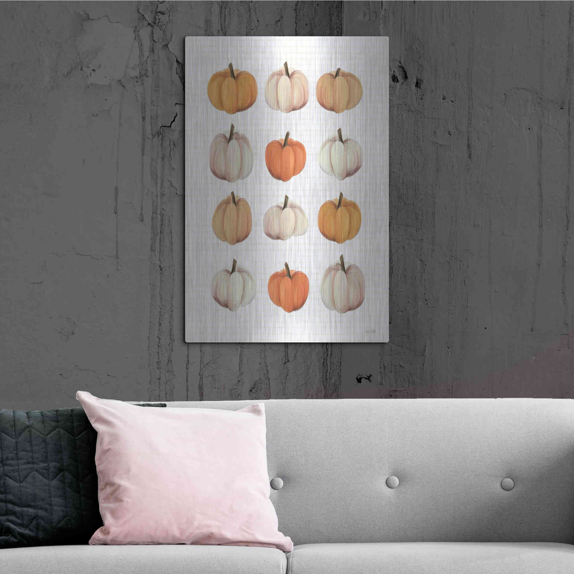 Luxe Metal Art 'Lots Of Pumpkins' by House Fenway, Metal Wall Art,24x36