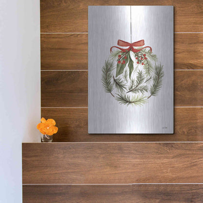 Luxe Metal Art 'Evergreen Ornament I' by House Fenway, Metal Wall Art,12x16