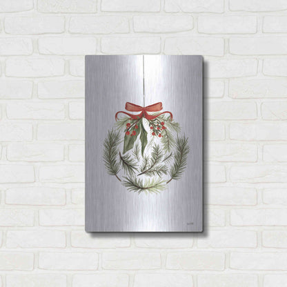 Luxe Metal Art 'Evergreen Ornament I' by House Fenway, Metal Wall Art,16x24