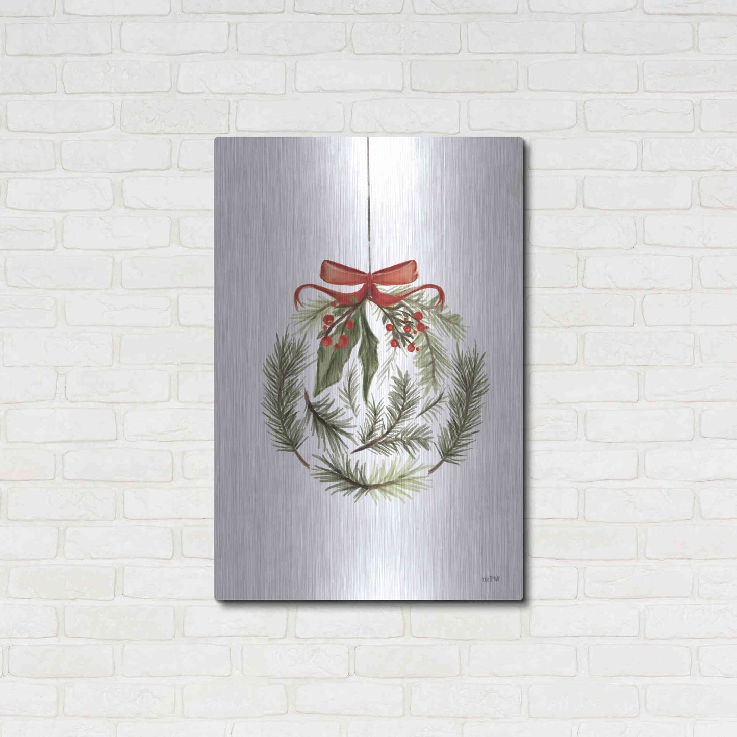 Luxe Metal Art 'Evergreen Ornament I' by House Fenway, Metal Wall Art,24x36