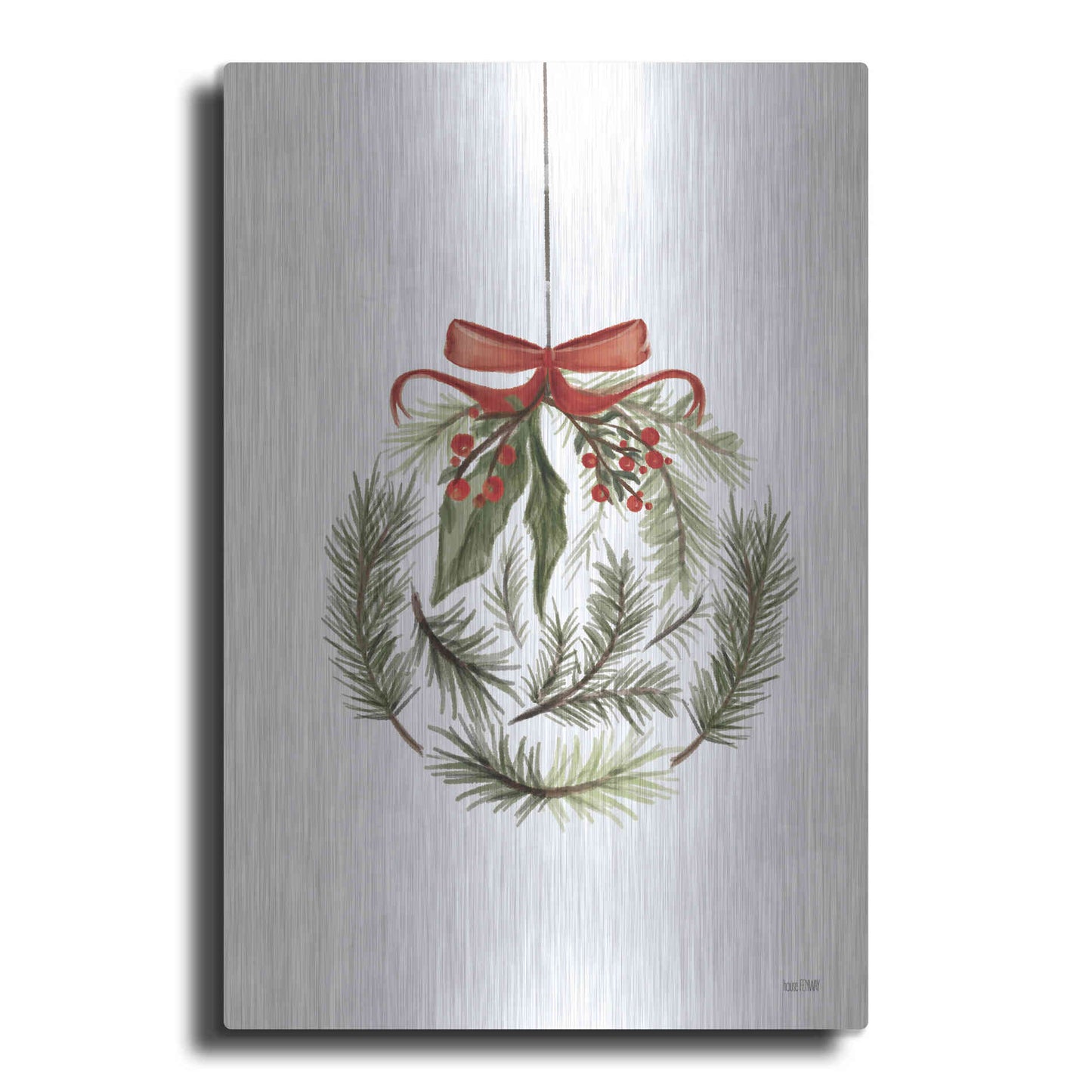 Luxe Metal Art 'Evergreen Ornament I' by House Fenway, Metal Wall Art