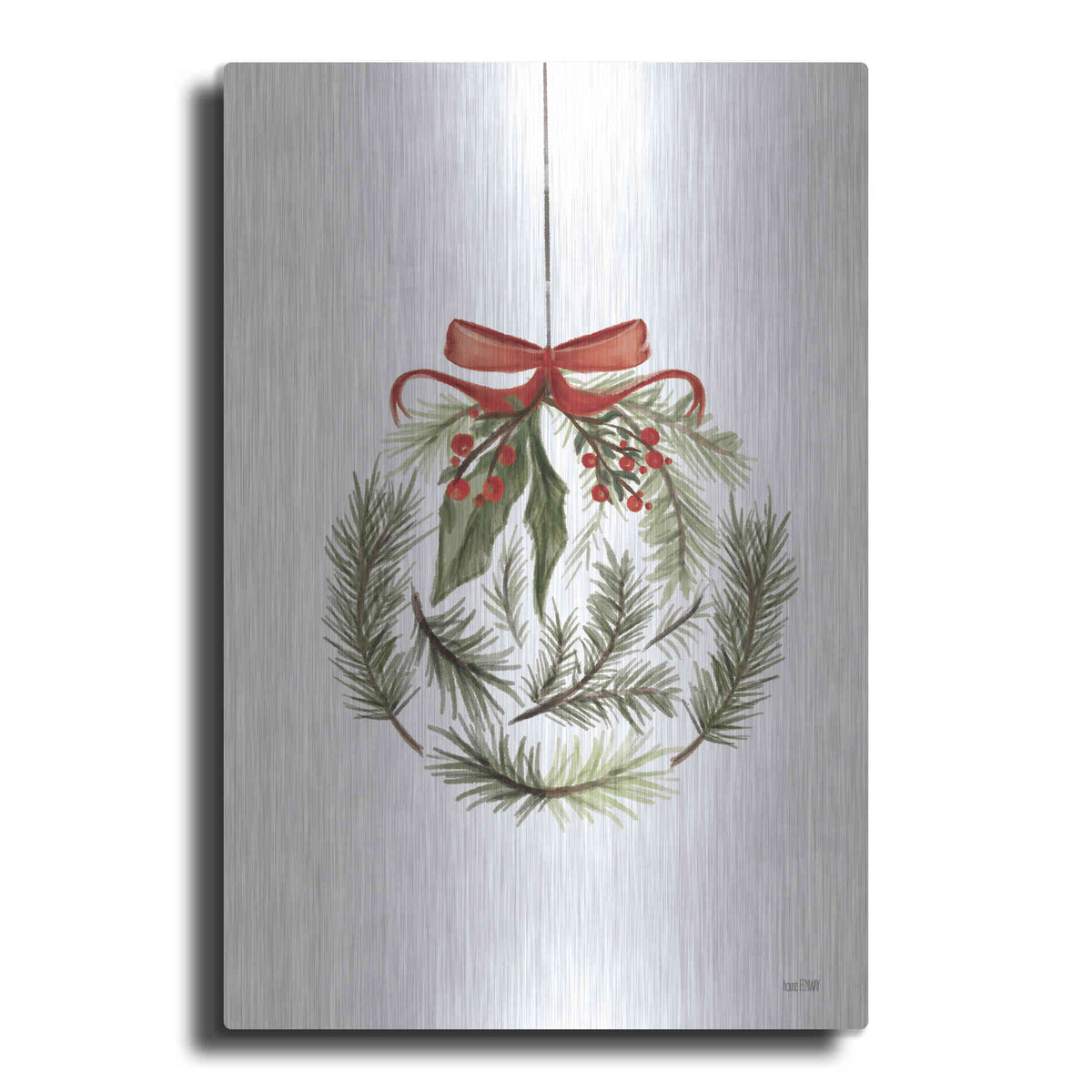 Luxe Metal Art 'Evergreen Ornament I' by House Fenway, Metal Wall Art