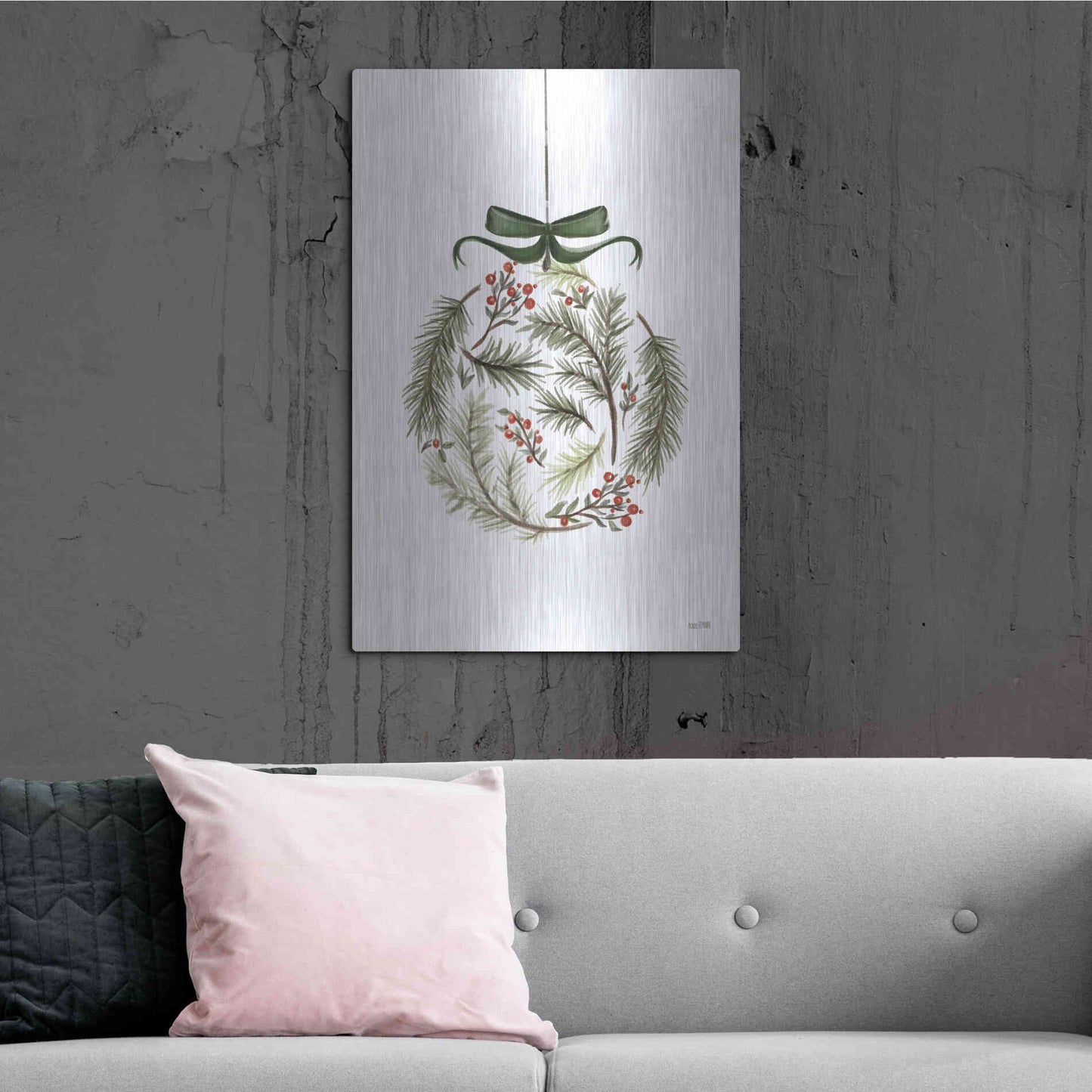 Luxe Metal Art 'Evergreen Ornament II' by House Fenway, Metal Wall Art,24x36