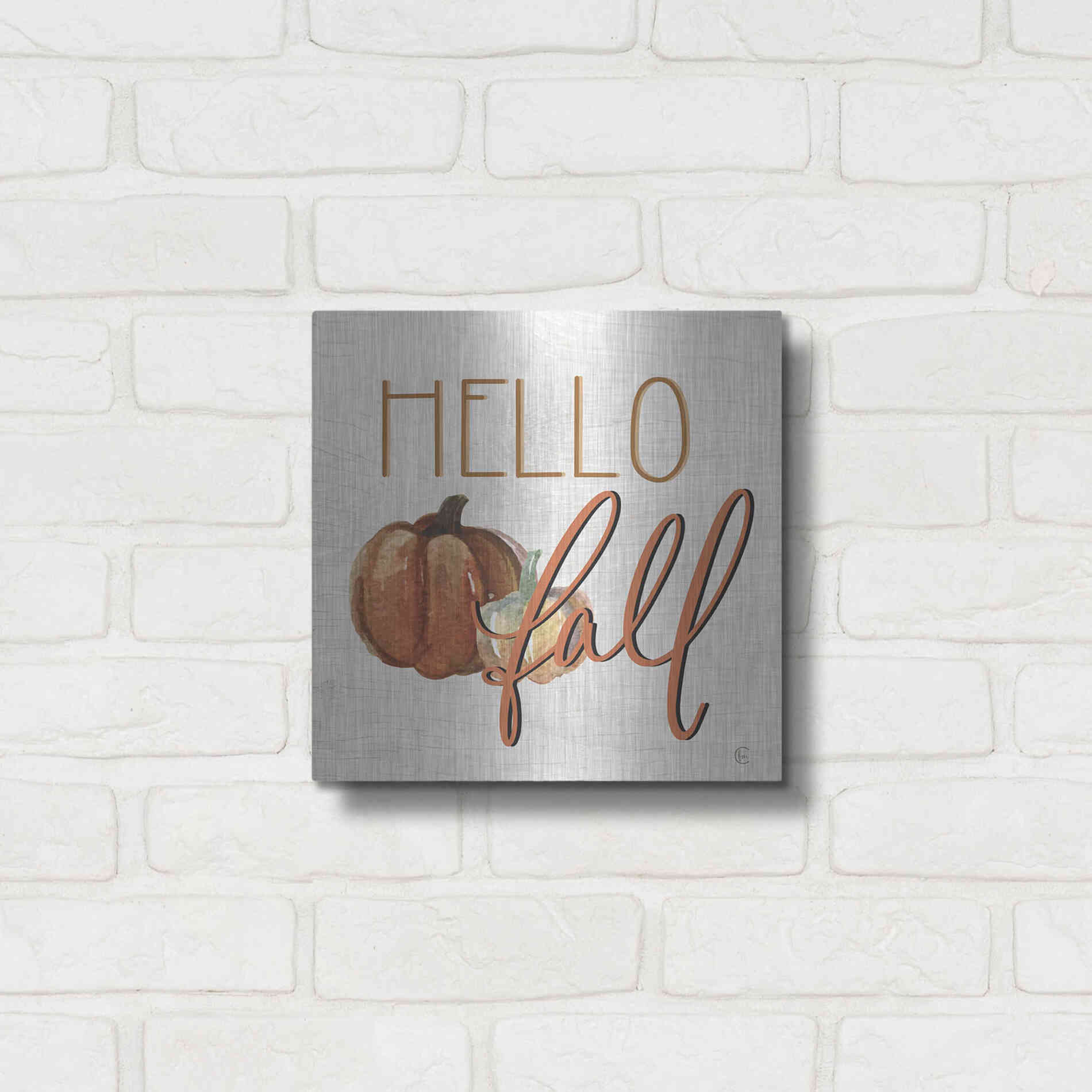 Luxe Metal Art 'Hello Fall' by Fearfully Made Creations, Metal Wall Art,12x12