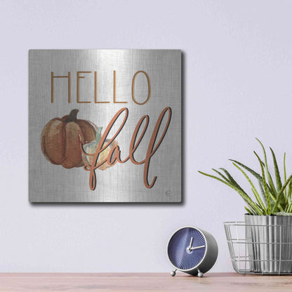 Luxe Metal Art 'Hello Fall' by Fearfully Made Creations, Metal Wall Art,12x12