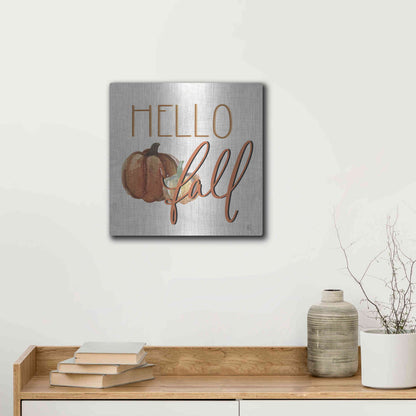 Luxe Metal Art 'Hello Fall' by Fearfully Made Creations, Metal Wall Art,12x12