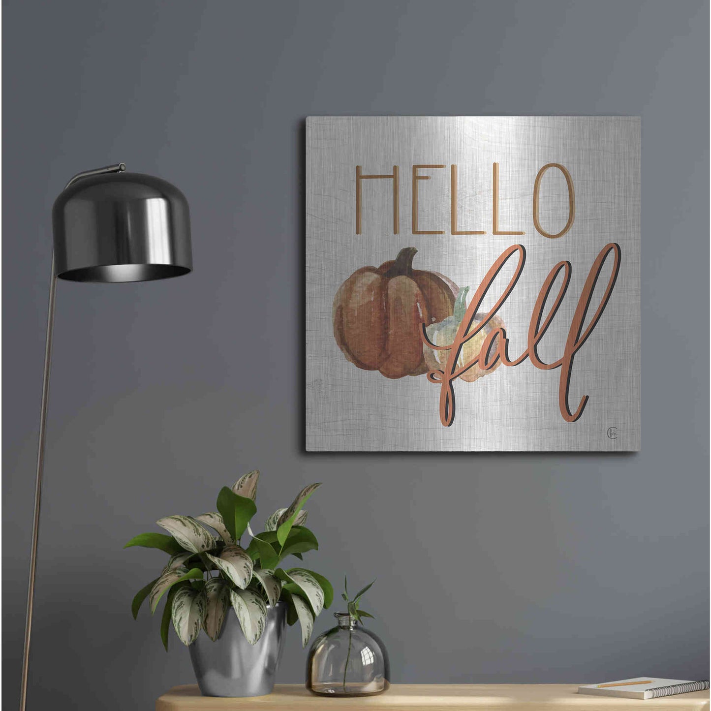 Luxe Metal Art 'Hello Fall' by Fearfully Made Creations, Metal Wall Art,24x24
