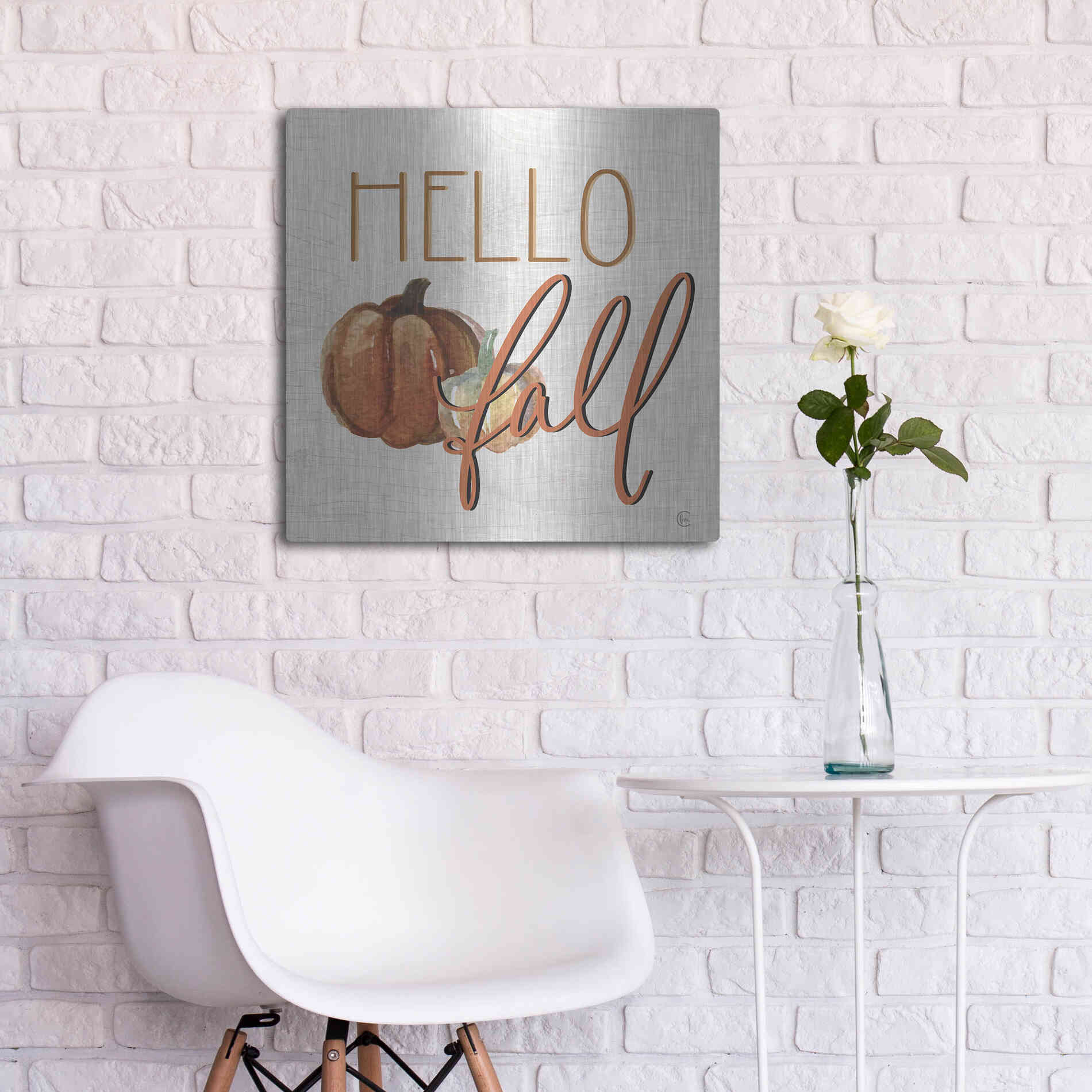 Luxe Metal Art 'Hello Fall' by Fearfully Made Creations, Metal Wall Art,24x24