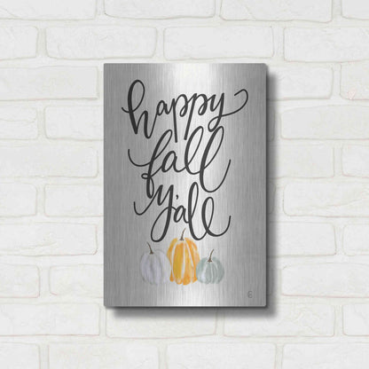 Luxe Metal Art 'Happy Fall Y'All' by Fearfully Made Creations, Metal Wall Art,12x16