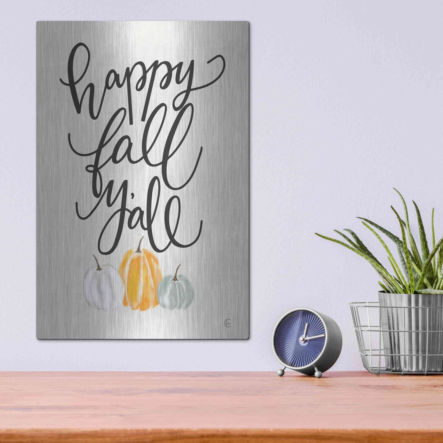 Luxe Metal Art 'Happy Fall Y'All' by Fearfully Made Creations, Metal Wall Art,12x16