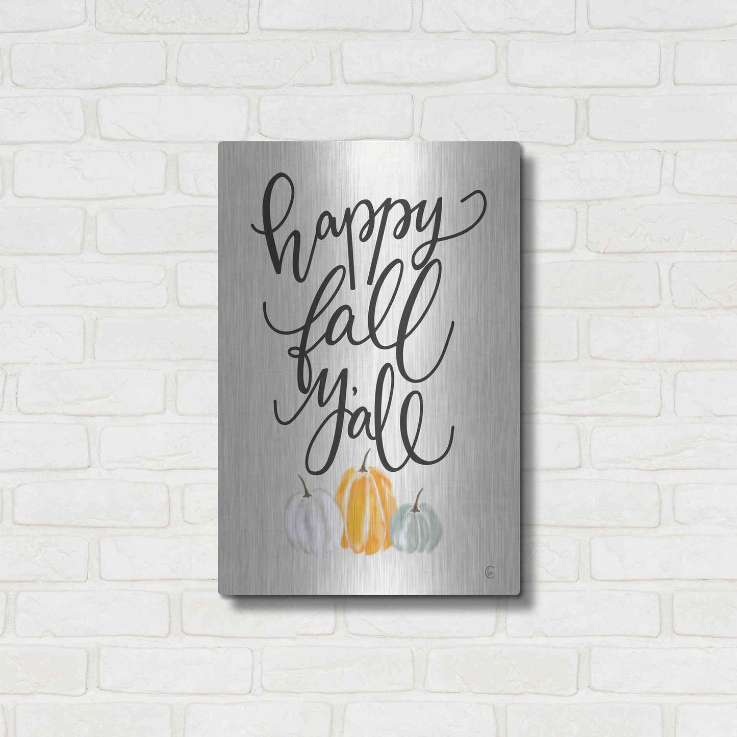 Luxe Metal Art 'Happy Fall Y'All' by Fearfully Made Creations, Metal Wall Art,16x24