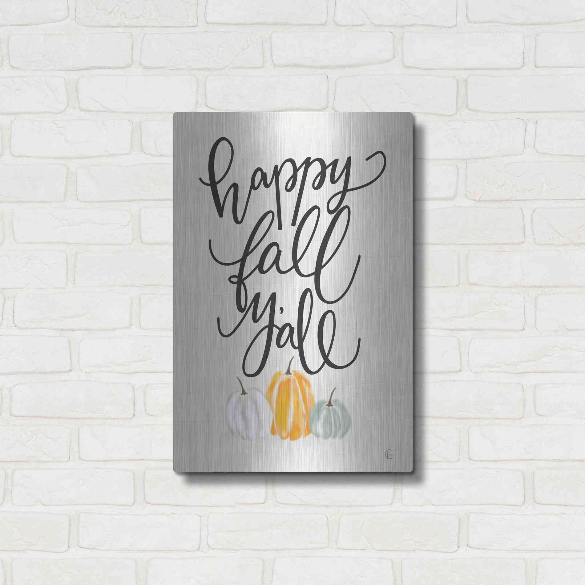 Luxe Metal Art 'Happy Fall Y'All' by Fearfully Made Creations, Metal Wall Art,16x24