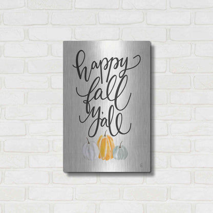 Luxe Metal Art 'Happy Fall Y'All' by Fearfully Made Creations, Metal Wall Art,16x24