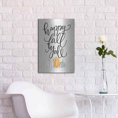 Luxe Metal Art 'Happy Fall Y'All' by Fearfully Made Creations, Metal Wall Art,16x24