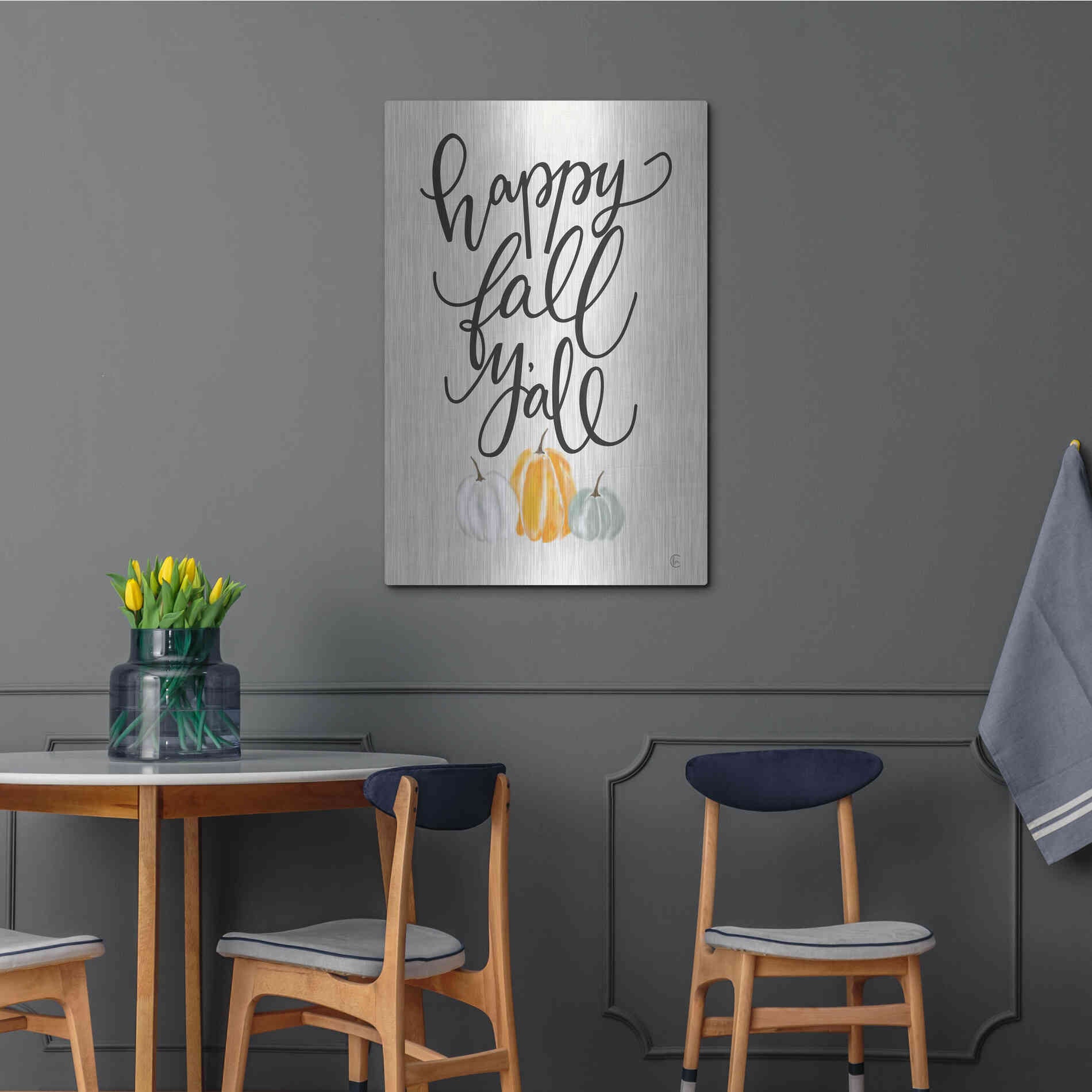 Luxe Metal Art 'Happy Fall Y'All' by Fearfully Made Creations, Metal Wall Art,24x36