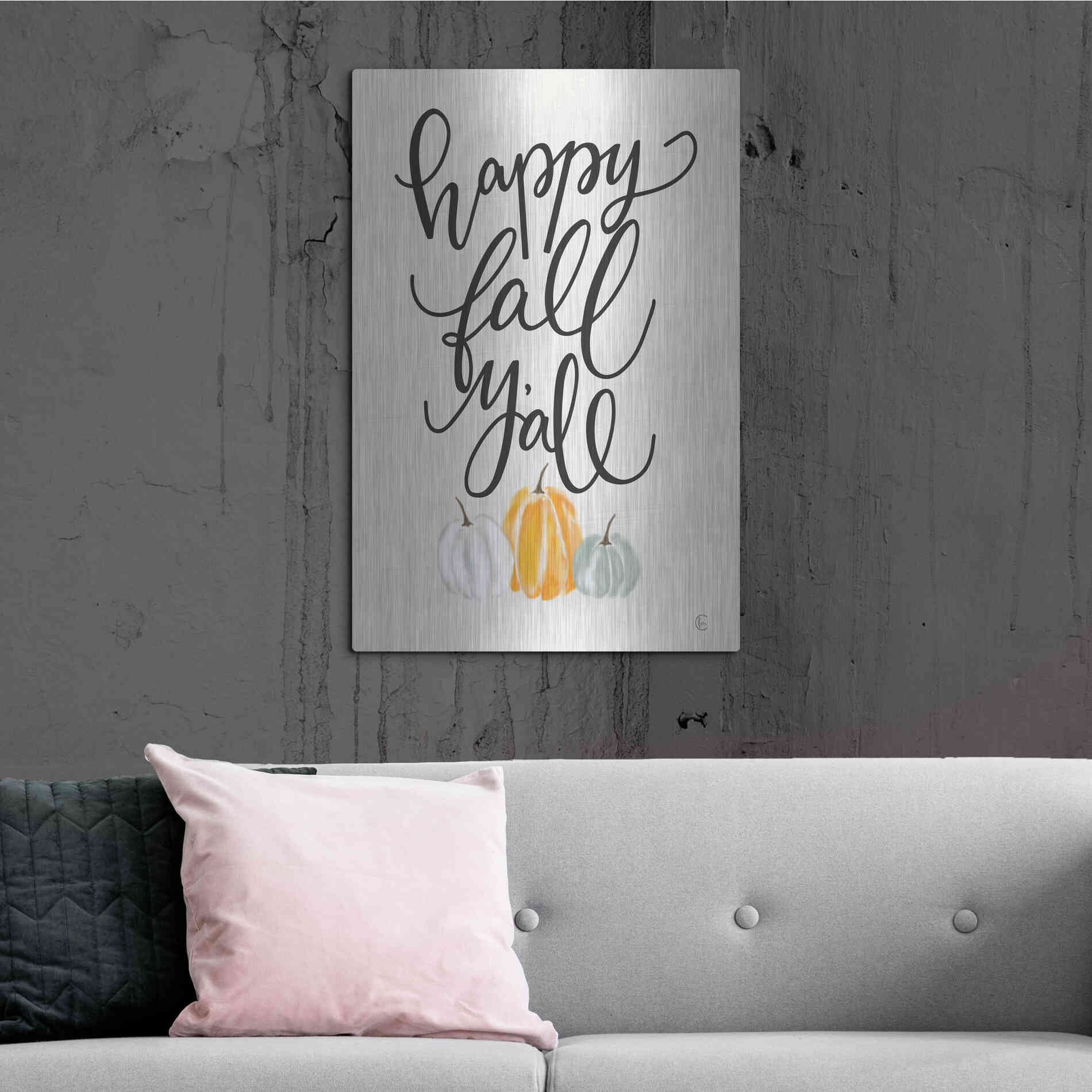 Luxe Metal Art 'Happy Fall Y'All' by Fearfully Made Creations, Metal Wall Art,24x36