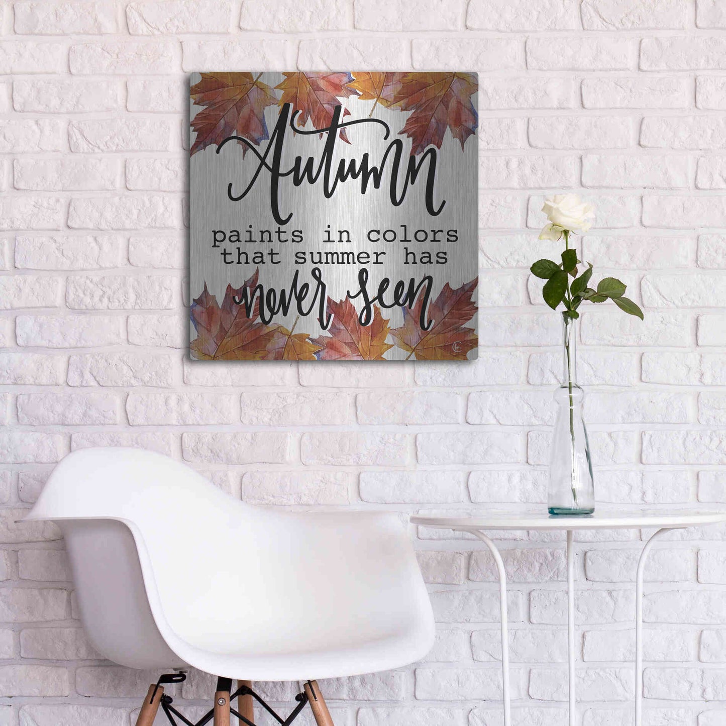 Luxe Metal Art 'Autumn Paints In Colors' by Fearfully Made Creations, Metal Wall Art,24x24