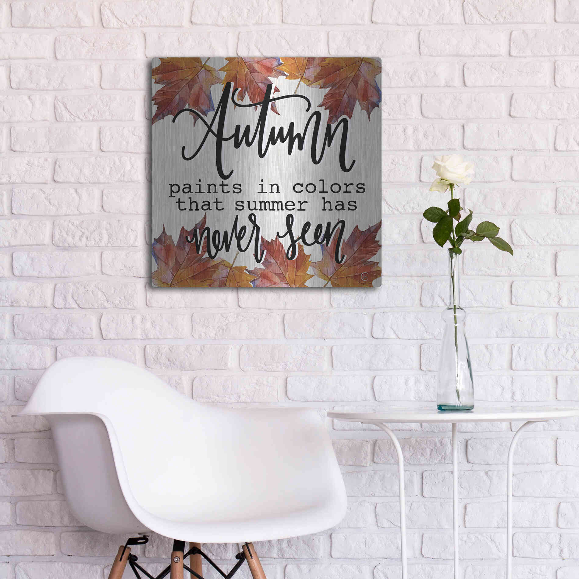 Luxe Metal Art 'Autumn Paints In Colors' by Fearfully Made Creations, Metal Wall Art,24x24