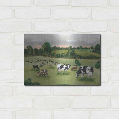 Luxe Metal Art 'Abstract Field Of Cows' by Hollihocks Art, Metal Wall Art,16x12