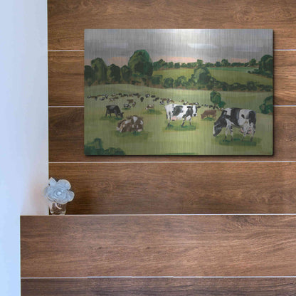 Luxe Metal Art 'Abstract Field Of Cows' by Hollihocks Art, Metal Wall Art,16x12