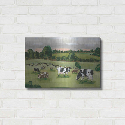 Luxe Metal Art 'Abstract Field Of Cows' by Hollihocks Art, Metal Wall Art,24x16