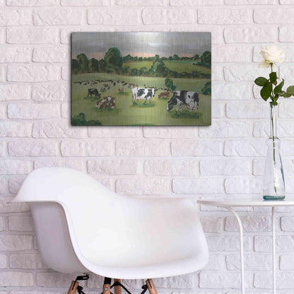 Luxe Metal Art 'Abstract Field Of Cows' by Hollihocks Art, Metal Wall Art,24x16