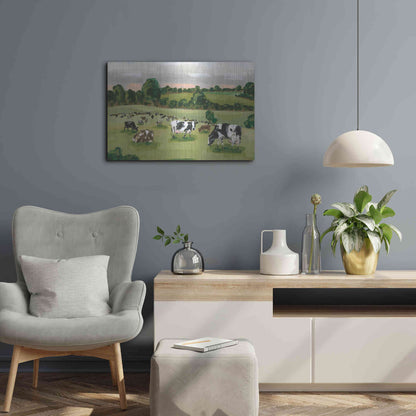 Luxe Metal Art 'Abstract Field Of Cows' by Hollihocks Art, Metal Wall Art,24x16