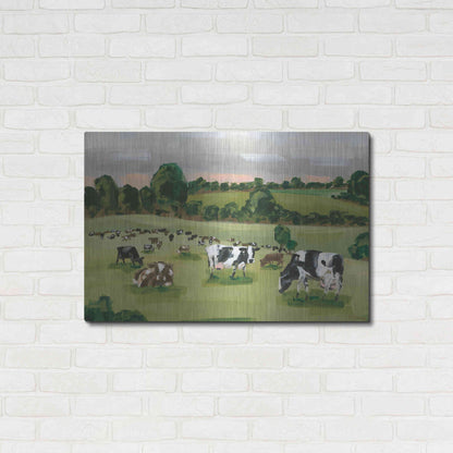 Luxe Metal Art 'Abstract Field Of Cows' by Hollihocks Art, Metal Wall Art,36x24