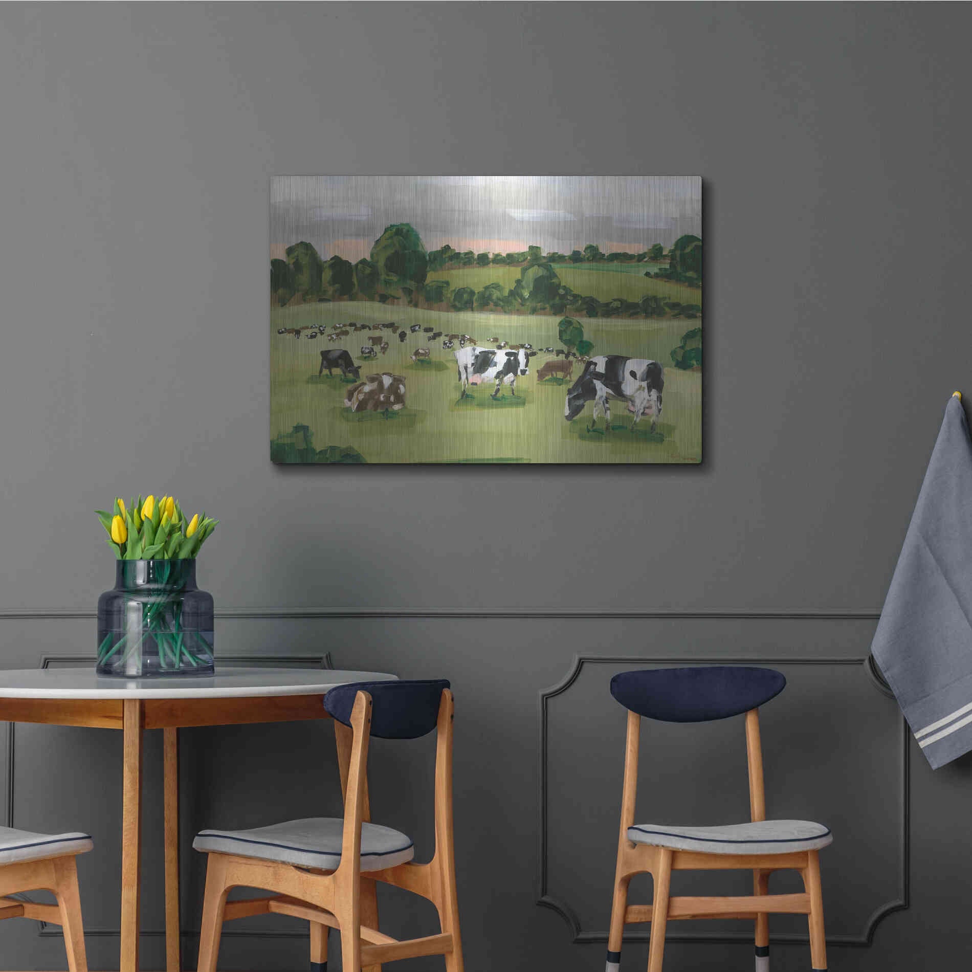 Luxe Metal Art 'Abstract Field Of Cows' by Hollihocks Art, Metal Wall Art,36x24