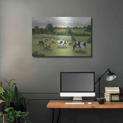 Luxe Metal Art 'Abstract Field Of Cows' by Hollihocks Art, Metal Wall Art,36x24