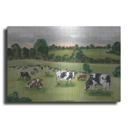 Luxe Metal Art 'Abstract Field Of Cows' by Hollihocks Art, Metal Wall Art