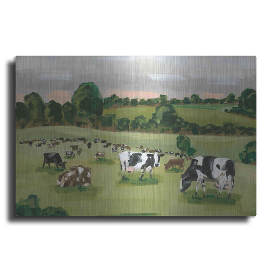 Luxe Metal Art 'Abstract Field Of Cows' by Hollihocks Art, Metal Wall Art