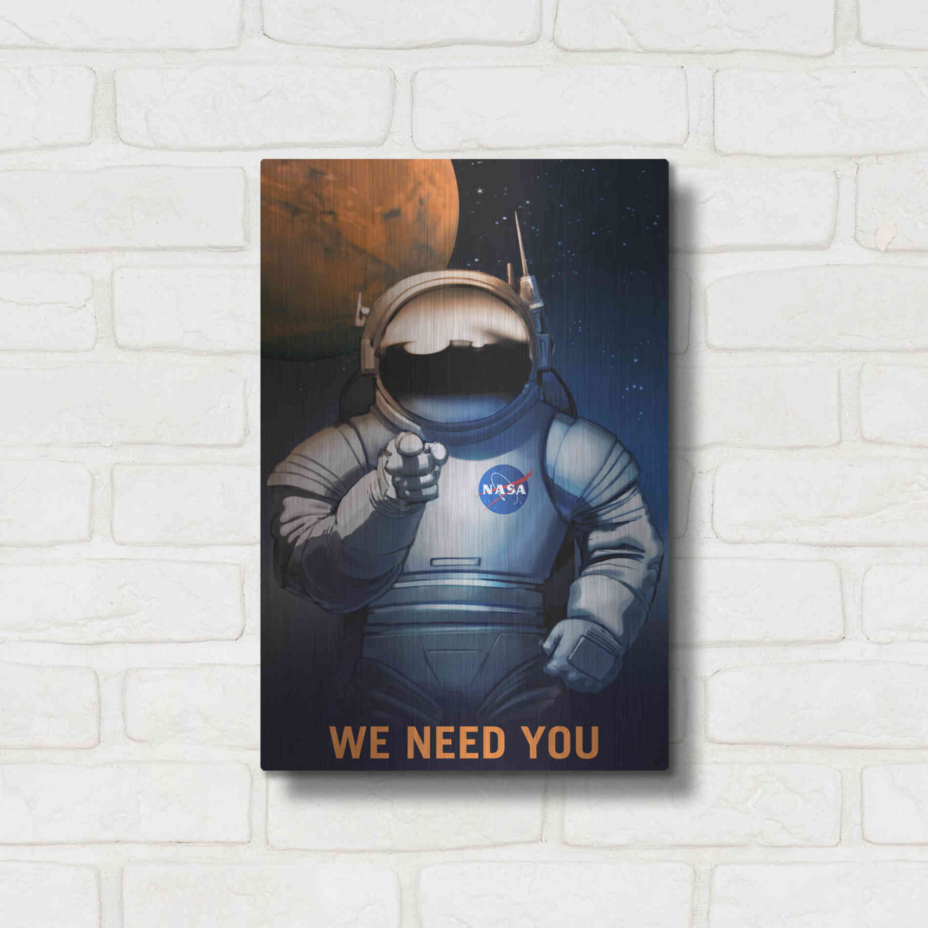 Luxe Metal Art 'Mars Explorer Series: We Need You' Space Metal Wall Art,12x16