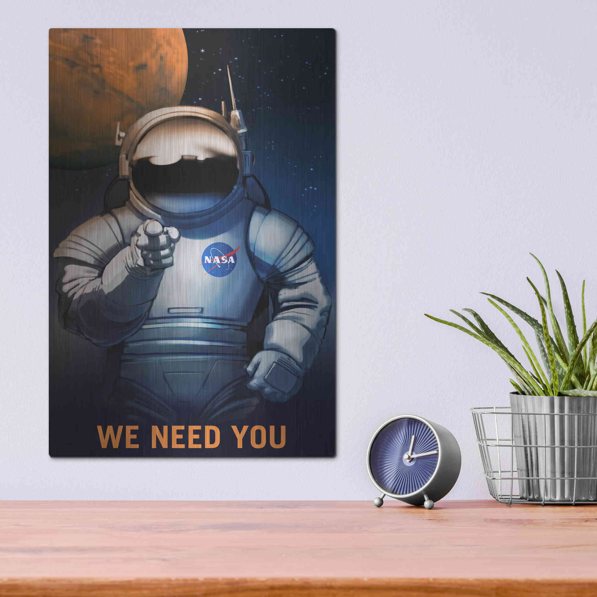 Luxe Metal Art 'Mars Explorer Series: We Need You' Space Metal Wall Art,12x16