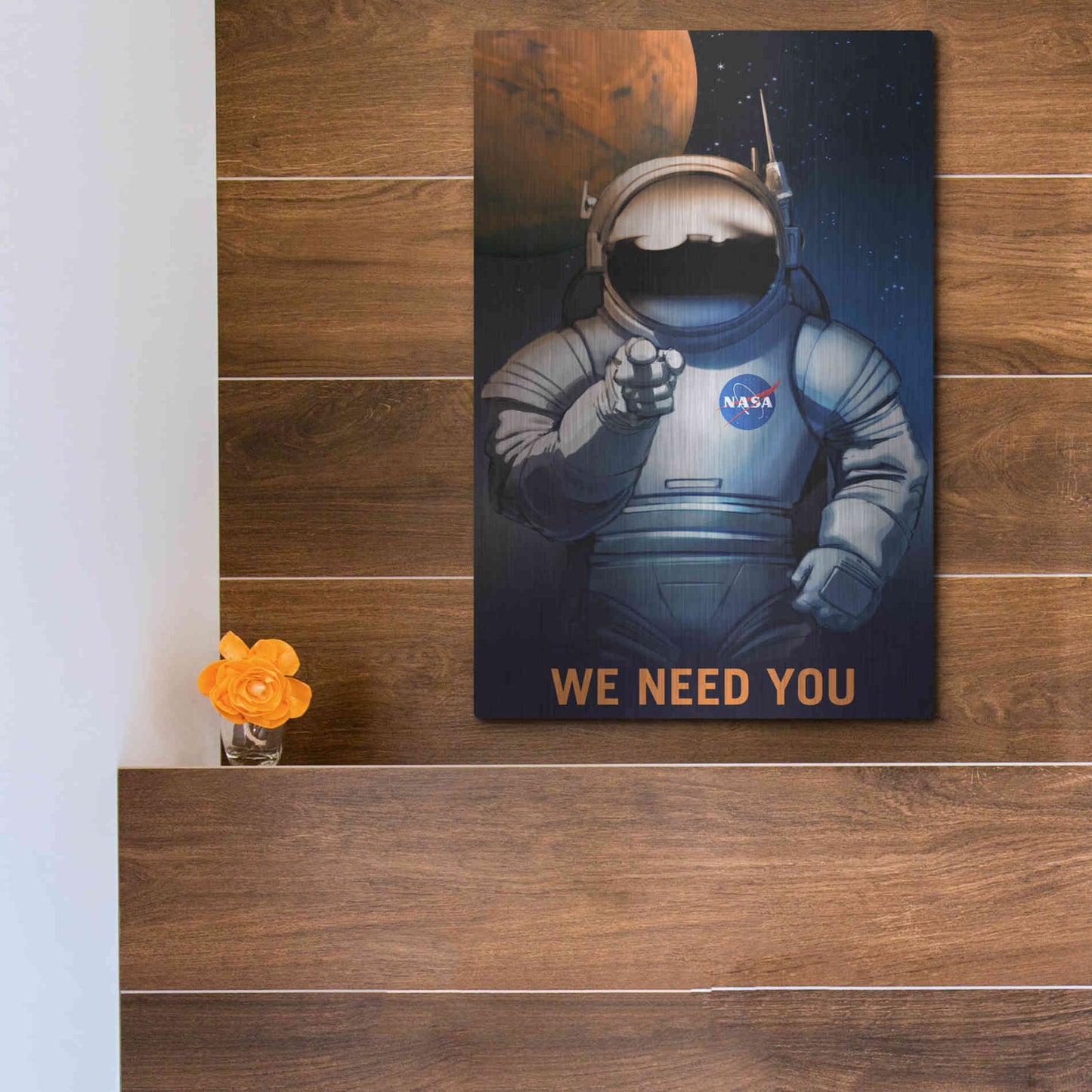 Luxe Metal Art 'Mars Explorer Series: We Need You' Space Metal Wall Art,12x16