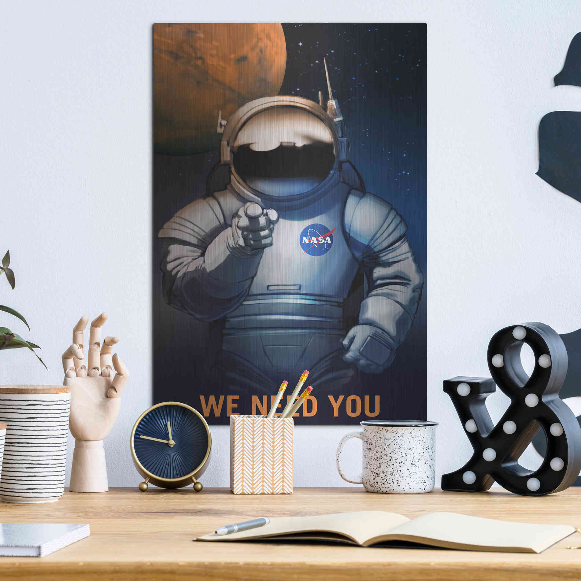 Luxe Metal Art 'Mars Explorer Series: We Need You' Space Metal Wall Art,12x16