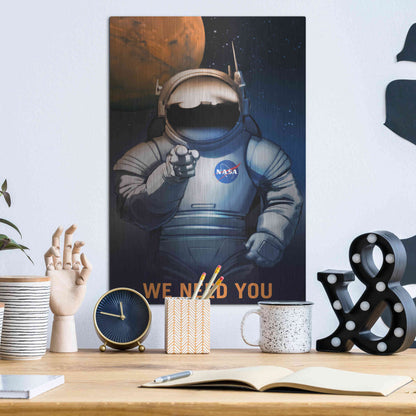 Luxe Metal Art 'Mars Explorer Series: We Need You' Space Metal Wall Art,12x16